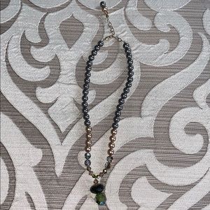 Dark gray and brown statement necklace